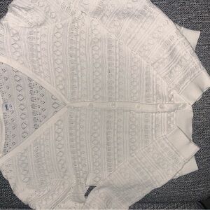 White Knit Button-Front Cardigan Sweater